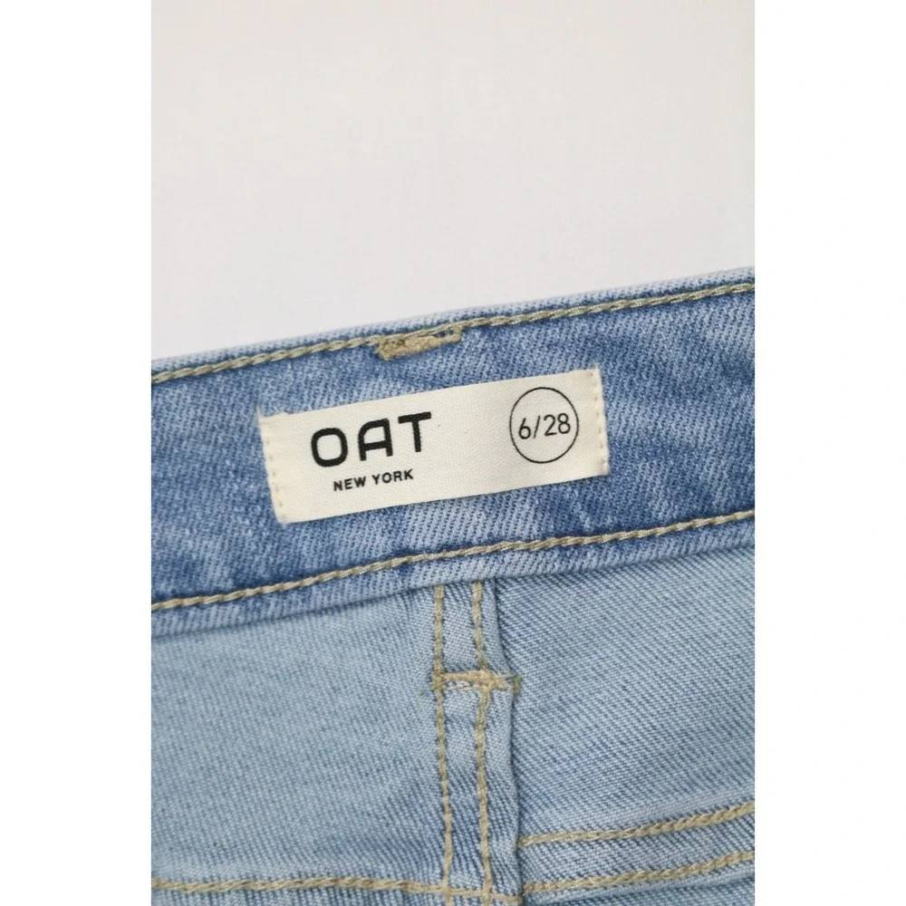 OAT New York Mid Rise Straight Ankle Jeans Women 6/28 NWT Light Wash Raw Hem